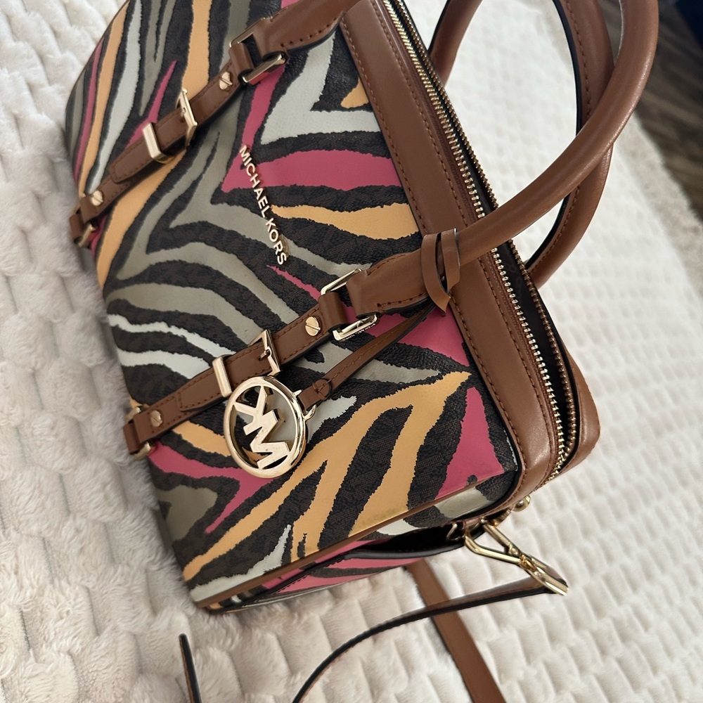 Michael Kors Pink and Orange Satchel with Bold Design